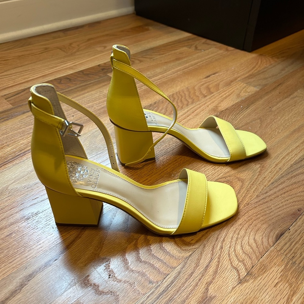 Vince Camuto yellow block heels